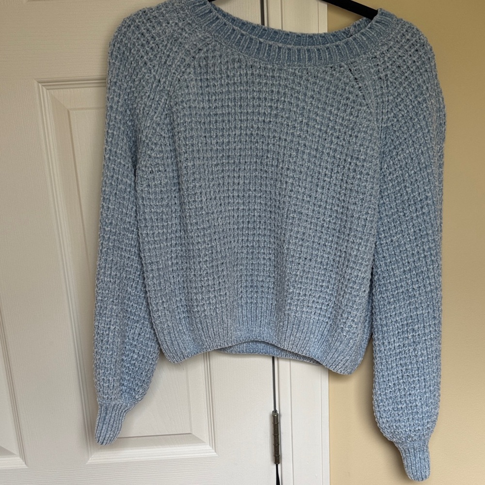 Altar'd State Light Blue Waffle Knit Crewneck Sweater